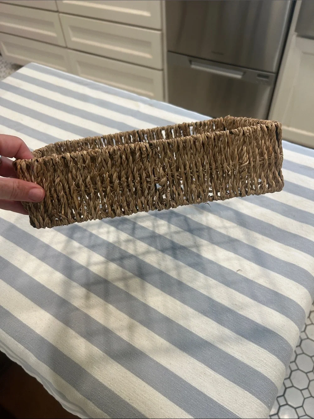 Vintage Natural Seagrass Rectangular Organizer Tray